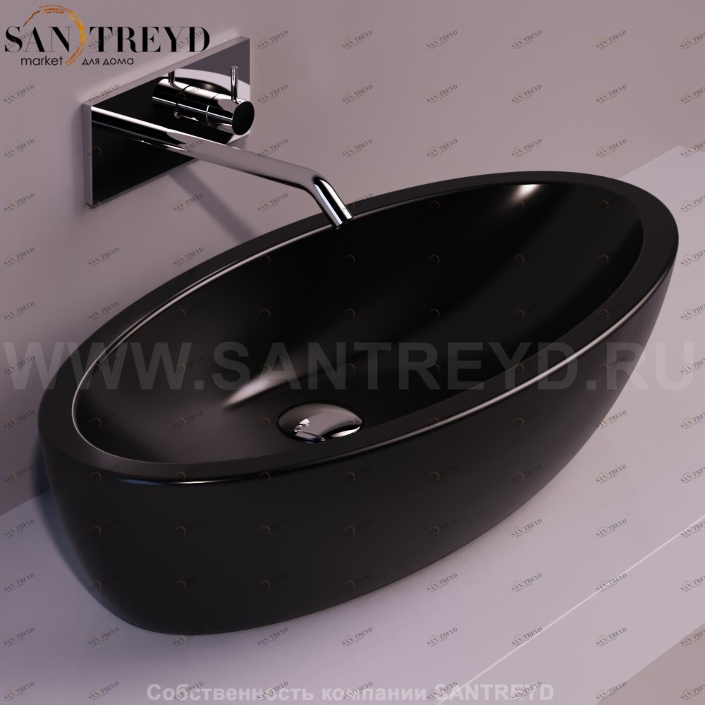 LFT64NERO Накладная раковина на столешницу  овальная Simas LFT Spazio