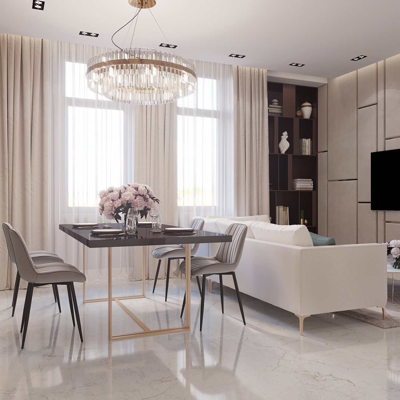 Обеденный стол черный с мраморной столешницей 200 см "Дунаевский" АЛЕТАН  350920 Черный  - Вид №2