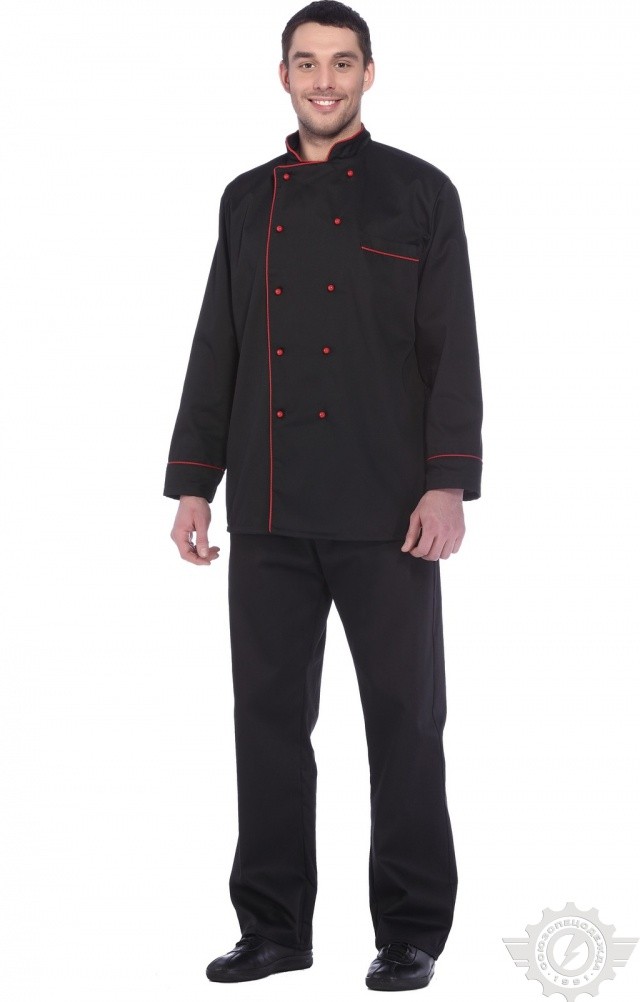 66007 Куртка поварская "Люкс" черная  Повар  размер 44-46/182-188 Спецодежда  - Вид №4