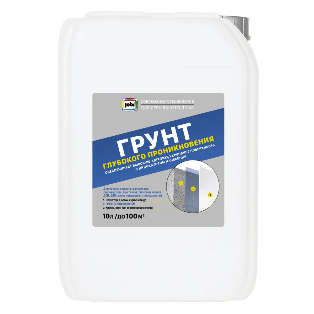 Jobi Акриловый грунт с индикатором нанесения для внутренних и наружных работ 10 л 84575620 STLM-0052174