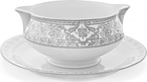 10561978 Haviland Соусник с подставкой 350мл "Матиньон" (белый, платиновый декор) Фарфор