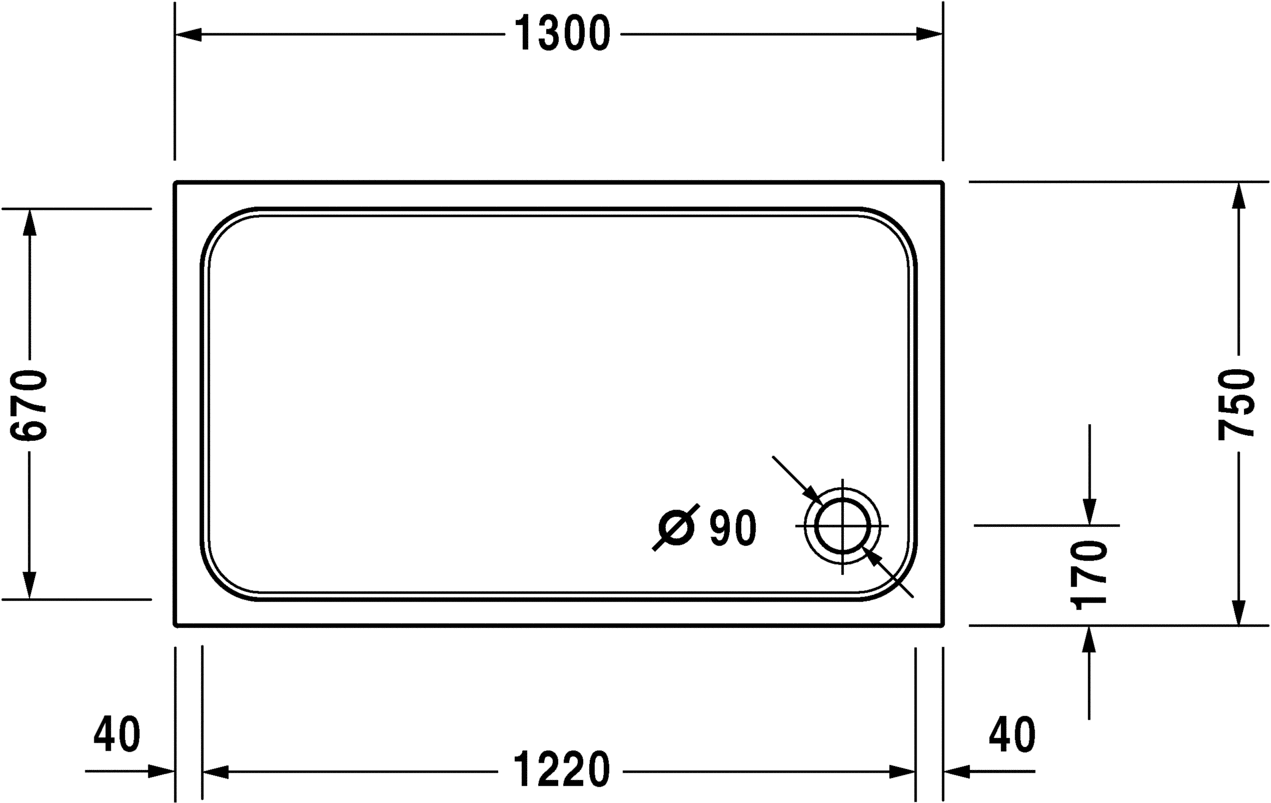 Duravit Поддон для душа прямоугольный из акрила D-code 720098000000000 - Вид №2