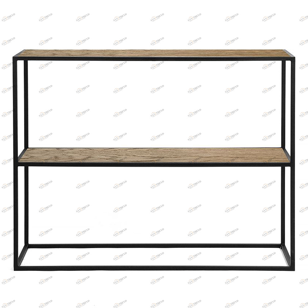 Консоль черная с деревянной столешницей и полкой темный дуб Rash black INTELLIGENT DESIGN  261010 Коричневый;черный 