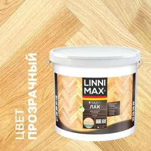 Лак для паркета и пола LINNIMAX шелково-матовый прозрачный 9 л 89349636
