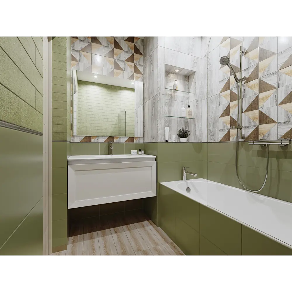 Плитка настенная Tone 25х35 см 1.4 м² цвет оливковый матовый BELANI STLM-2028953 - Вид №3