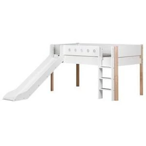 Кровать Flexa White с горкой, 200 см, белая лакированная