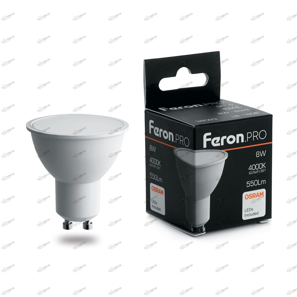 Лампа светодиодная Feron.PRO GU10 8W 6400K OSRAM LED LB-1608 38094 FERON  00-3956770 Матовый 