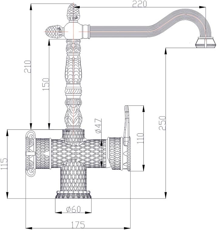 Смеситель ZorG Antic A 50 KF-BR для кухонной мойки, бронза - Вид №1