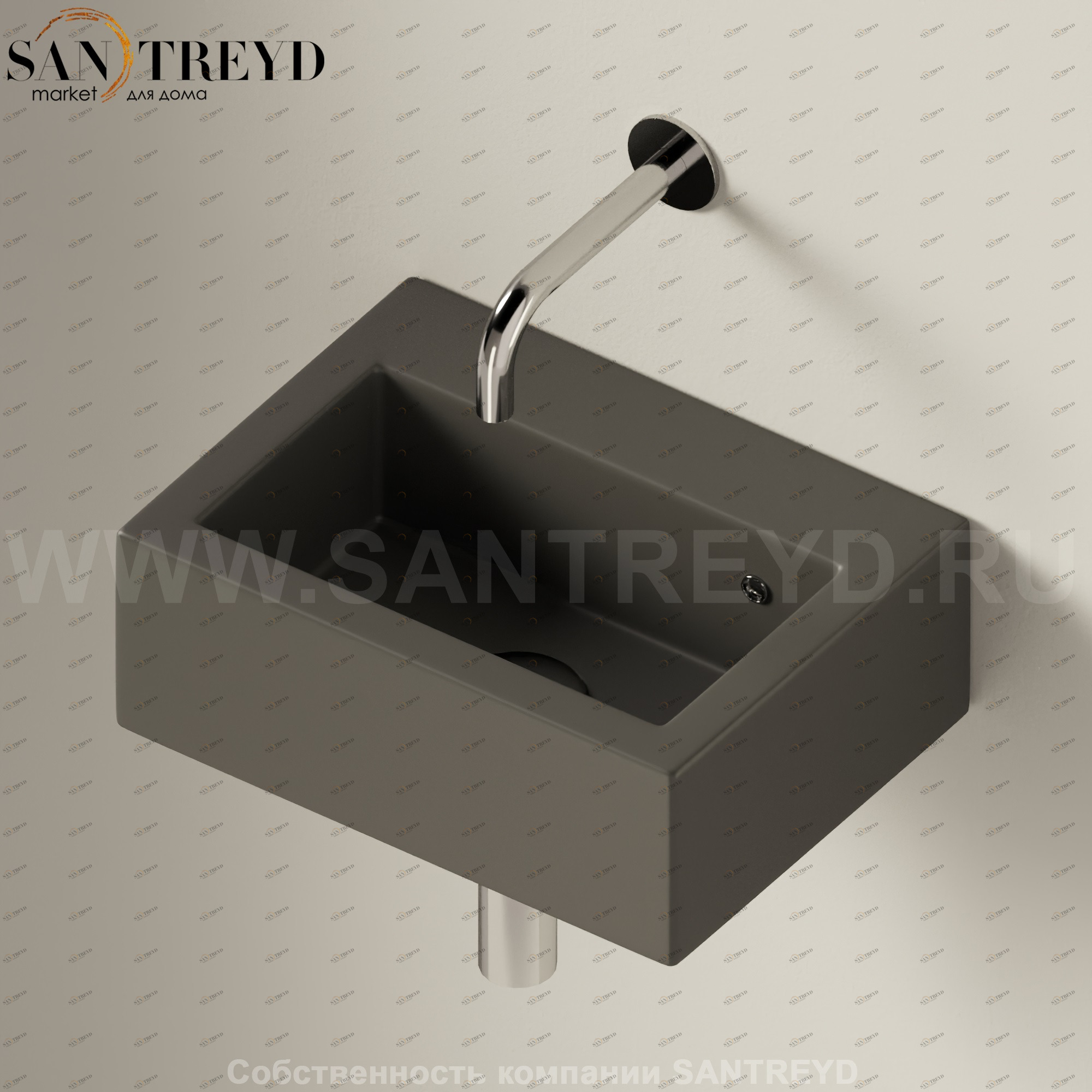 50887006 Подвесная раковина настенная прямоугольная Ceramica Flaminia Acquagrande черная