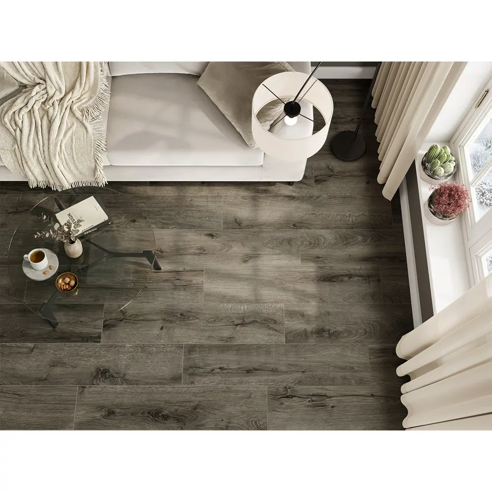 Глазурованный керамогранит Alma Ceramica Plein 44 20x90 см 1.62 м² матовый цвет темно-коричневый 89456743 STLM-2196008