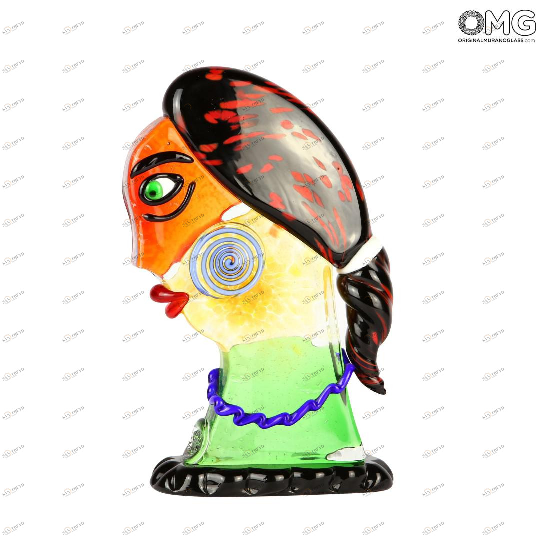 2685 ORIGINALMURANOGLASS Скульптура Голова Африканской Женщины - Pop Art - Original Murano Glass OMG 19 см 