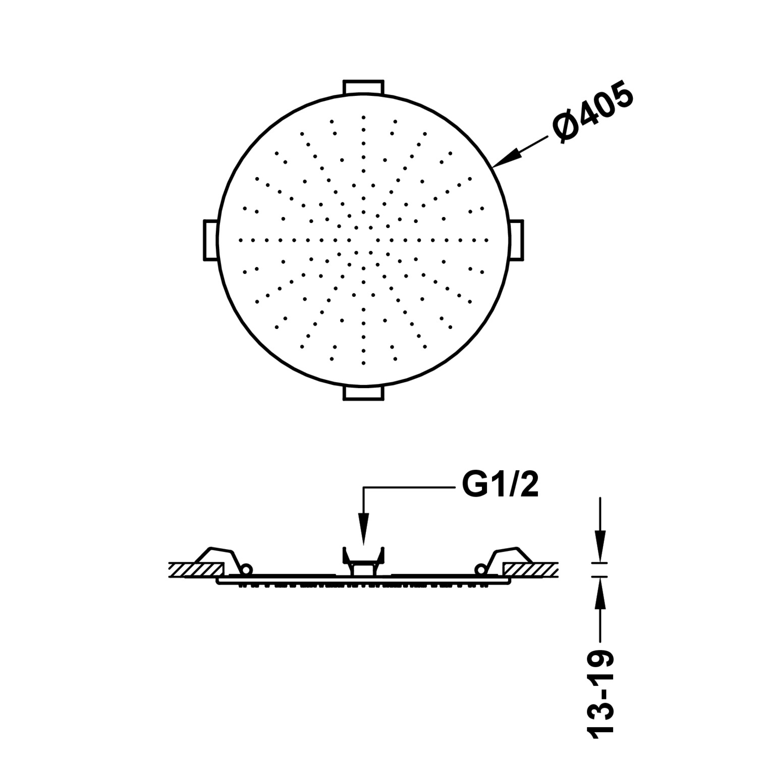 Скрытая потолочная насадка для душа-13495001OM TRES Showers - Вид №1