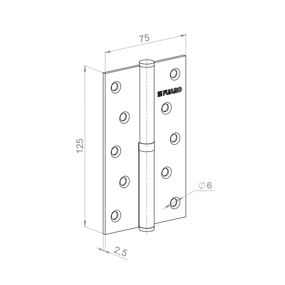 Петля карточная съемная Fuaro левая 125x75x2.5 мм сталь цвет графит STLM-2150412 - Вид №2