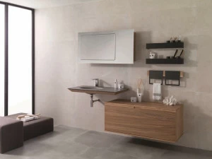 GAMADECOR Тумба под умывальник из дерева с ящиками и зеркалом