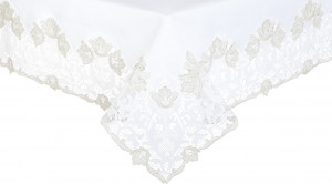 10656867 Weissfee Скатерть Weissfee "Сансуси Люкс" 170х370см (белая с серебристым кружевом) Ткань