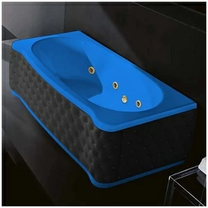 Ванна Gruppo treesse New Classic Young STD-V6747-SX-KC-GZ голубая с золотой фурнитурой и гидромассажем прямоугольная левая чёрная кожа