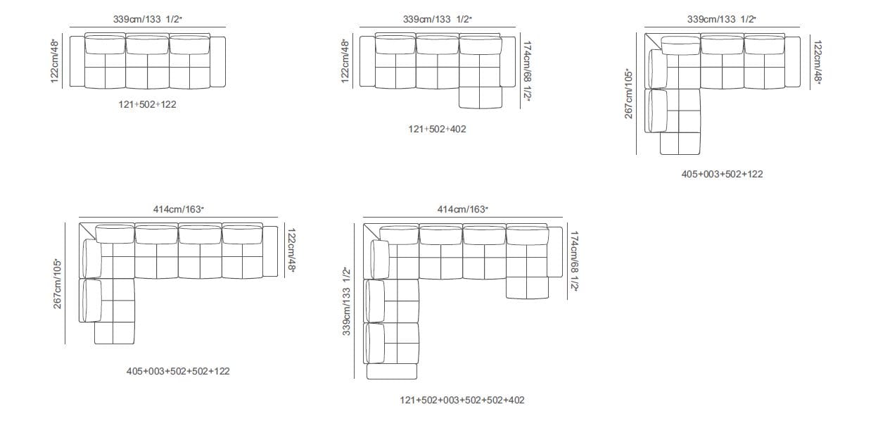 Модульный угловой диван из ткани CAMPO DE' FIORI DUNE ARCH-00114670 - Вид №5