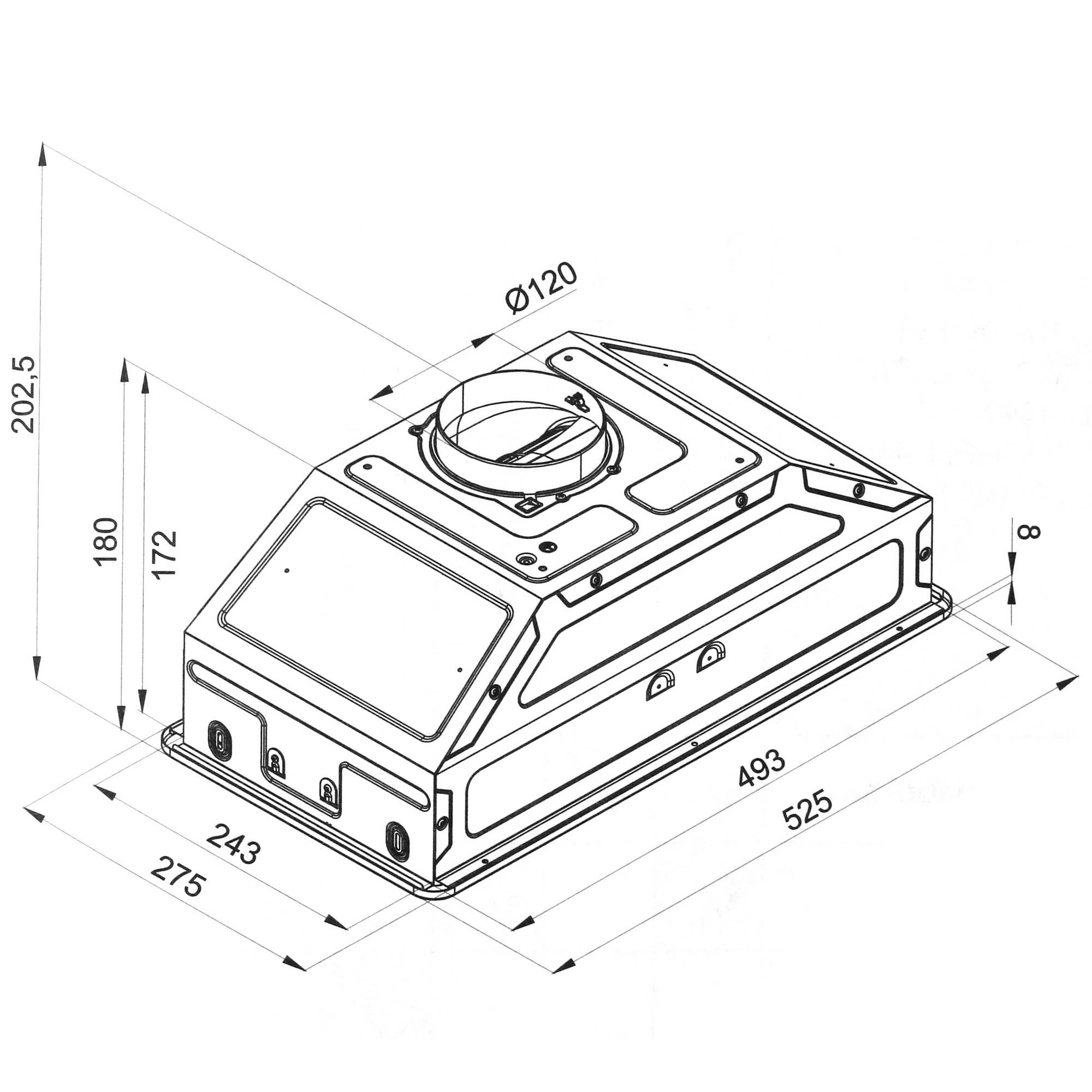5369822 Вытяжка полновстраиваемая KRONA ELISA 600 INOX PB серебристый STDN-0023756 - Вид №8