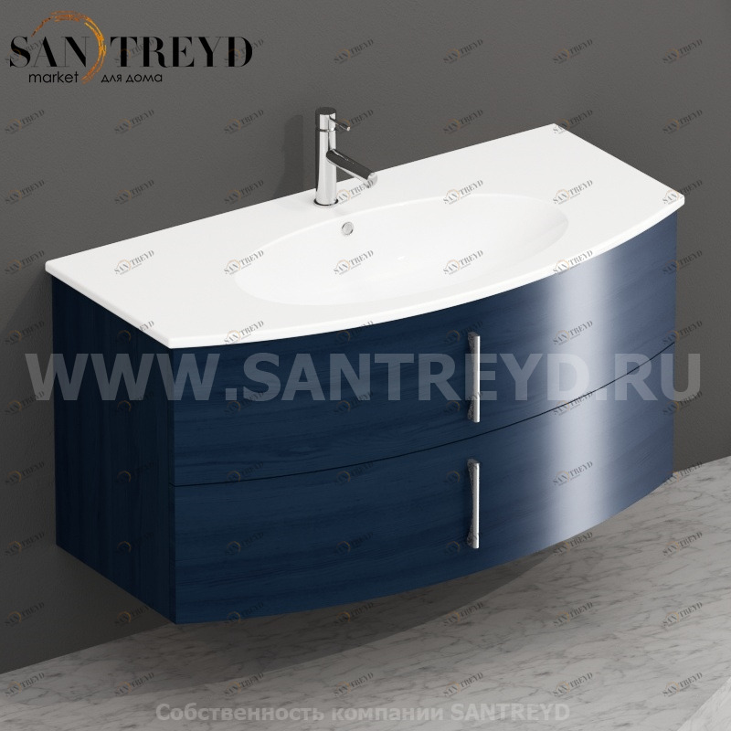 MDMC10Y6025 Тумба с двумя ящиками 100 см синяя Globo 4ALL Италия Ceramica Globo