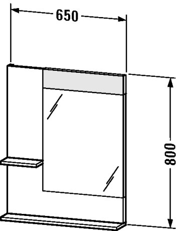 VE731007979 Vero Зеркало с полочками сбоку и внизу Орех натуральный, декор Duravit - Вид №2