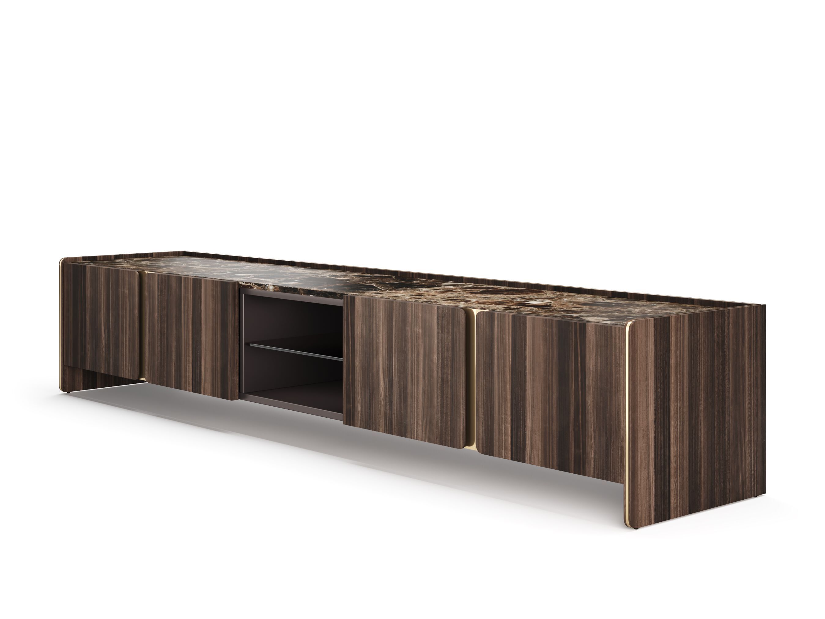 Низкий деревянный шкаф для телевизора с распашными дверцами PRADDY Natur ARCH-00056819 - Вид №1