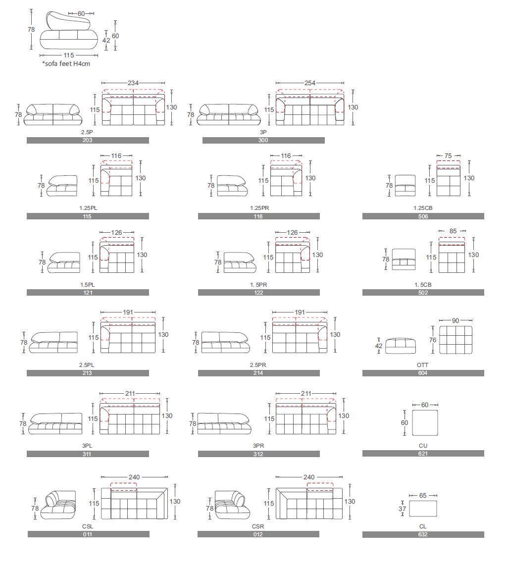 3-местный тканевый диван CAMPO DE' FIORI 5290 ARCH-00102025 - Вид №4
