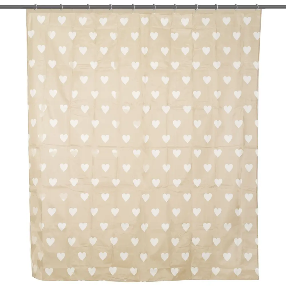 Штора для ванной комнаты «Hearts» 180х200 см цвет бежевый BATH PLUS ШТОРЫ CHARME GREEN STLM-2133961 - Вид №2