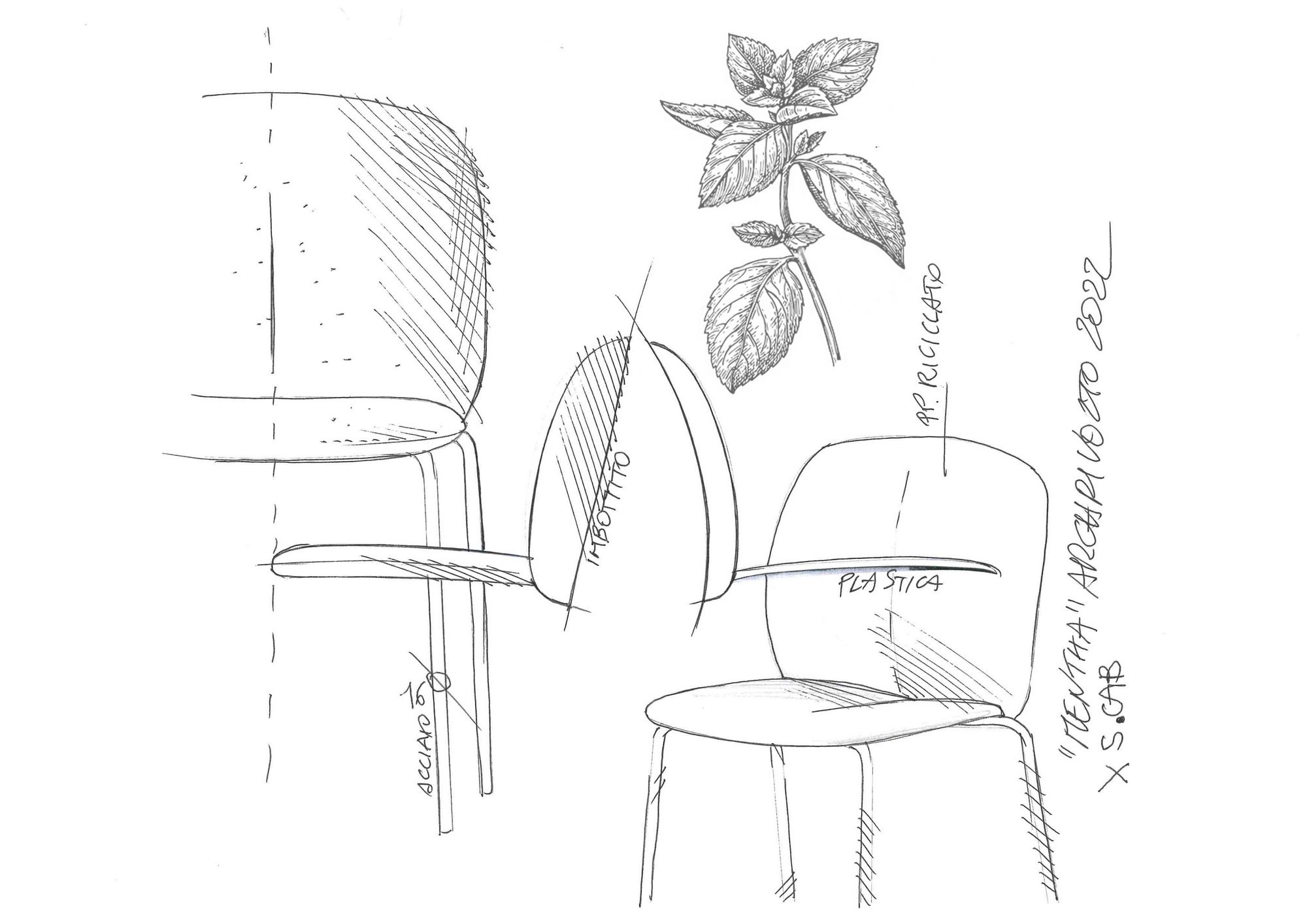 Рециркулированный пластиковый стул с подлокотниками S-CAB Mentha ARCH-00042567 - Вид №20