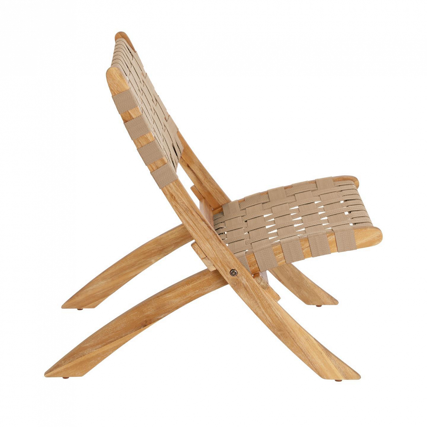 097642 Складное кресло из дерева акации и бежевого корда La Forma Chabeli  - Вид №4