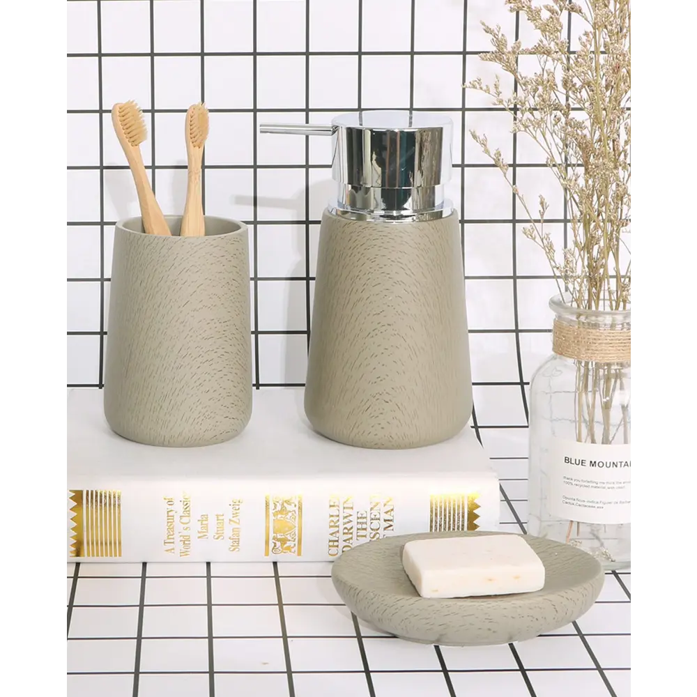 Дозатор для жидкого мыла Bath Plus Legno настольный пластиковый цвет серо-коричневый STLM-2023519 - Вид №1