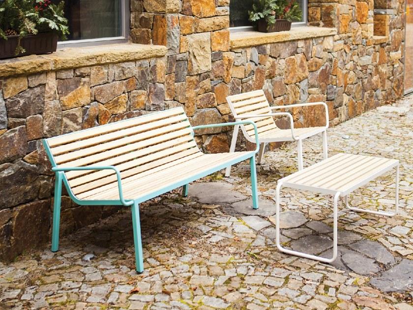 mmcité1 Скамья из стали и дерева со спинкой Stack Stc155/stc255 - Вид №1