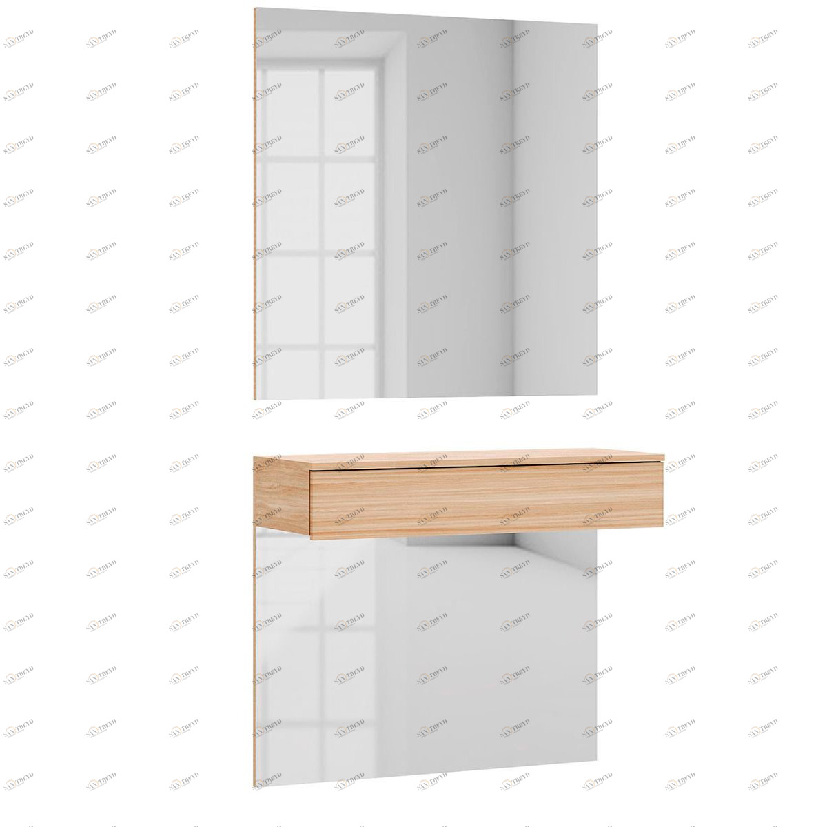 Прихожая с зеркалом и ящиком бежевая "Приви" GRAUM  304003 Бежевый;зеркальный 