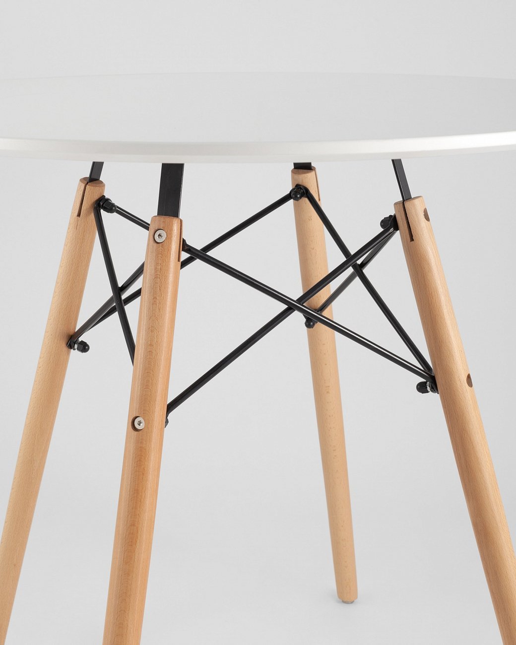 Стол обеденный круглый белый с деревянными ножками D 80 см DSW EAMES EAMES DSW 00-3958840 Белый  - Вид №5