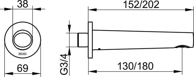 51545130000 Излив для ванны DN 20 KEUCO Edition 400 - Вид №2