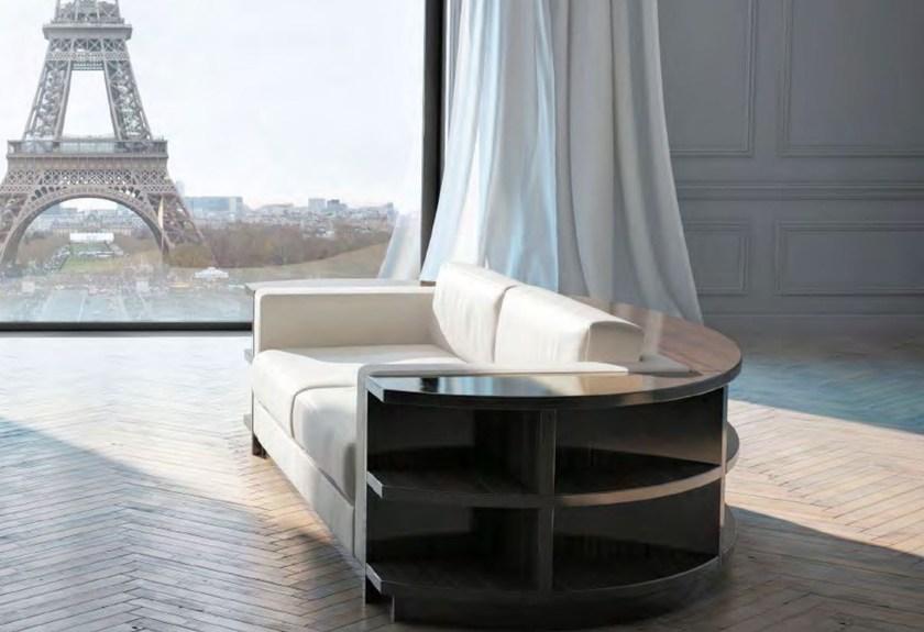 HUGUES CHEVALIER Изогнутый кожаный диван с полкой для журналов Haussmann sun-id-1397634 - Вид №1