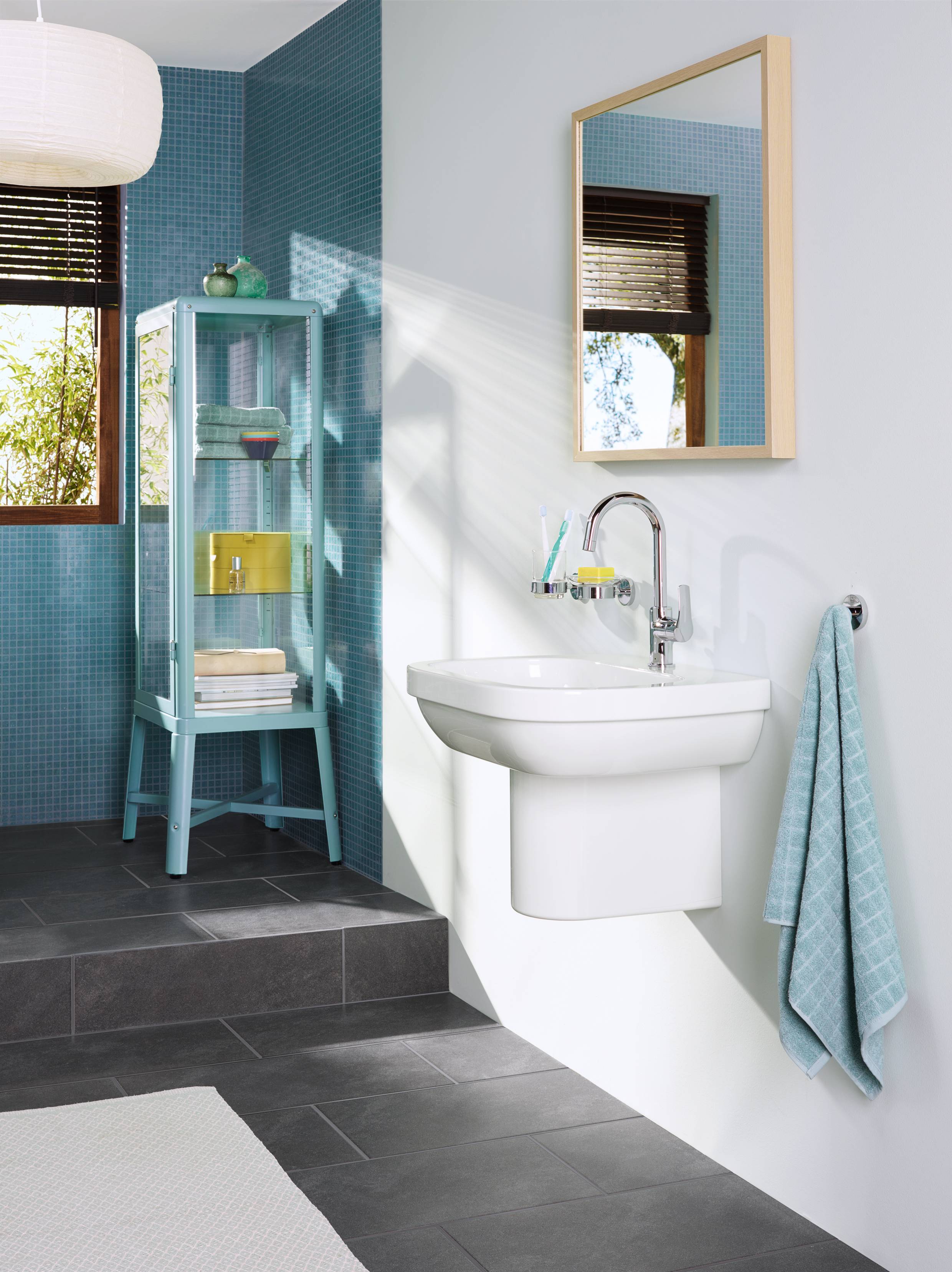 Смеситель для раковины GROHE Eurosmart New с высоким изливом и донным клапаном, L-size, хром (23537002) - Вид №4