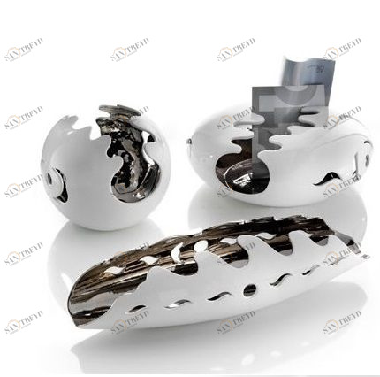 Crestani Ваза декоративная шарообразная белая   FIORDI COLLECTION 31830