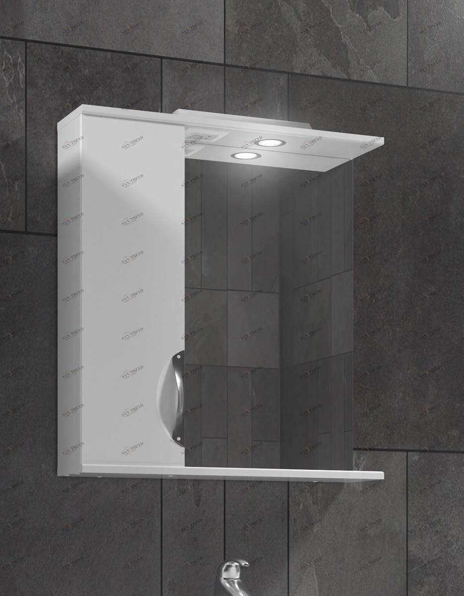 Зеркало Callao 650 левый, со спотом650⨉150⨉700 мм белый VIGO sun-id-664529