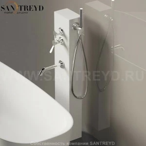 Модуль для установки смесителя PILLAR белый с душевой лейкой по правой стороне