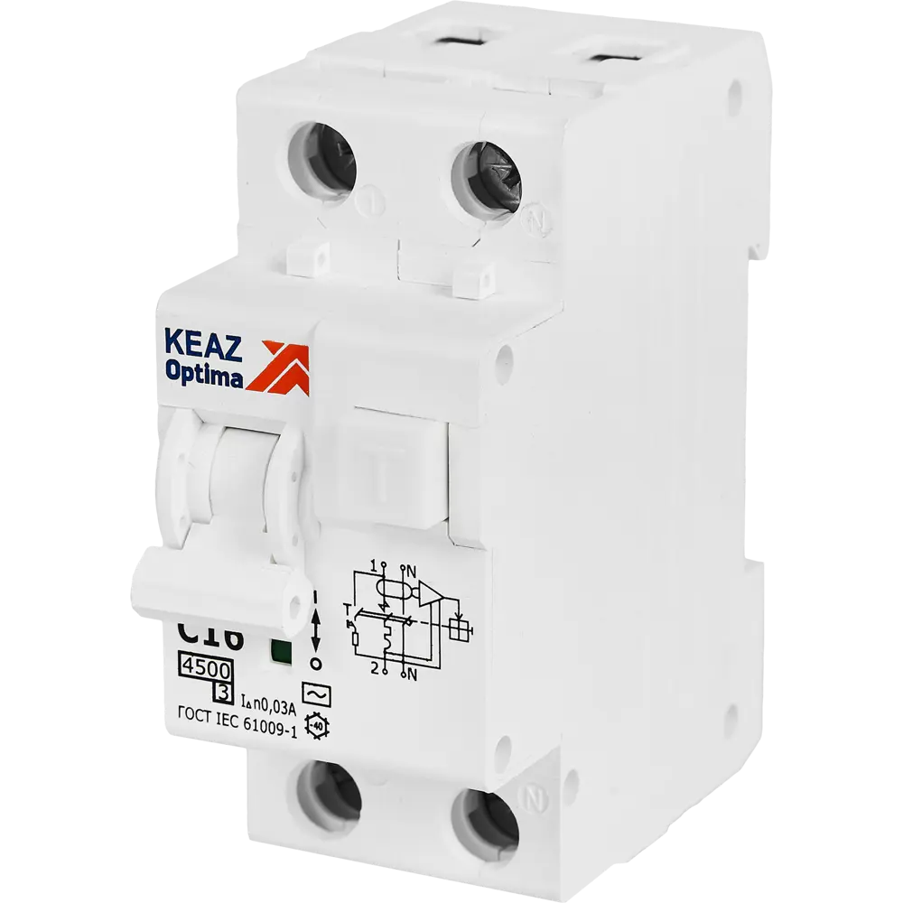 Дифференциальный автомат КЭАЗ Opti Din 16А для защиты электросети 89206635 STLM-1101661