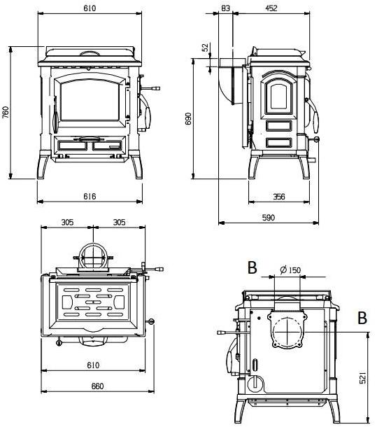 LA NORDICA EXTRAFLAME Дровяная печь из чугуна с кругами sun-id-1401053 - Вид №2