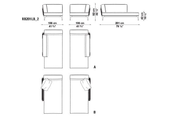 Ткань сад диван с полуостровом B&B Italia Outdoor смородина ARCH-00037375 - Вид №14