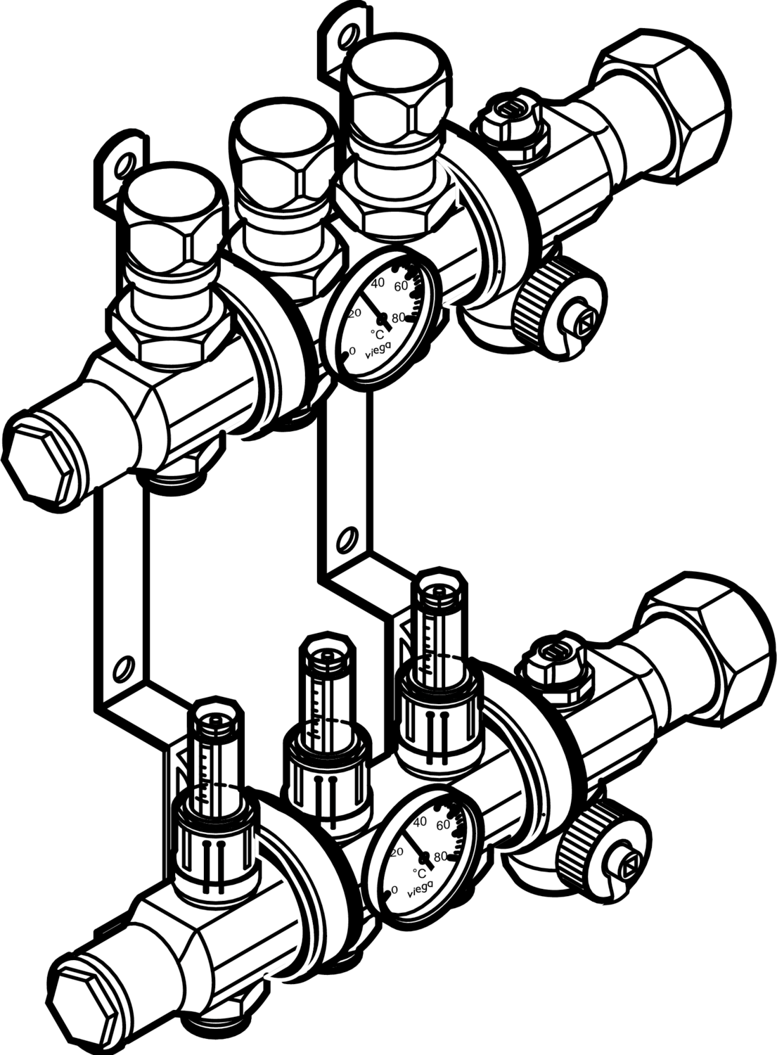 599 591 *) Модель 1004 Трубопроводные системы  Fonterra панельное отопление  Коллекторы  Коллекторы Santreyd  - Вид №1