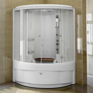 Душевой бокс «ДАНИЭЛА компл. 1», чаша ванны, рама-подставка, слив-перелив полуавтоматический, фронтальная панель, боковые стенки, крыша, стеклянные шторки (прозрачные), контроллер 300, функция «Пар», FM-приемник, освещение, динамик - 2 шт., вентилятор выт