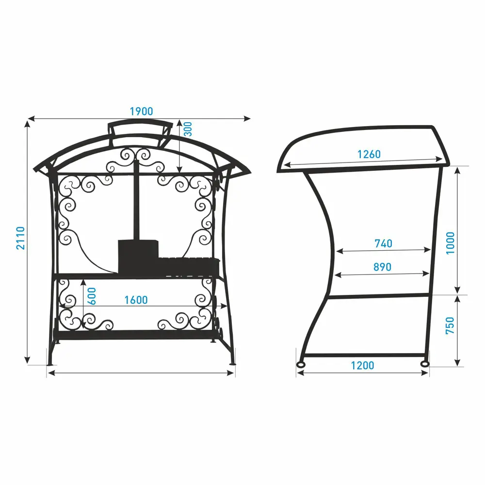Мангал Загородный очаг 1.5 мм 190x126x221 см Santreyd STLM-2064681 - Вид №3