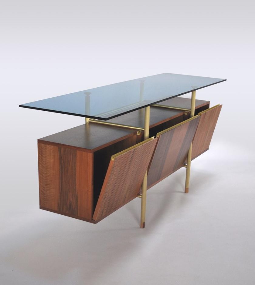 Medulum Комод с откидными дверцами из орехового дерева и стеклянной столешницей Serica Ser.cre  - Вид №1