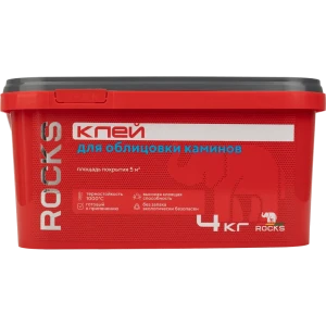 Клей для облицовки печей и каминов Rocks огнеупорность 1000°С 4 кг