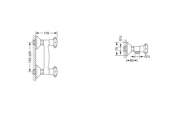 Смеситель для душа ½", настенный монтаж JOERGER Florale 600.20.200.000 - Вид №1