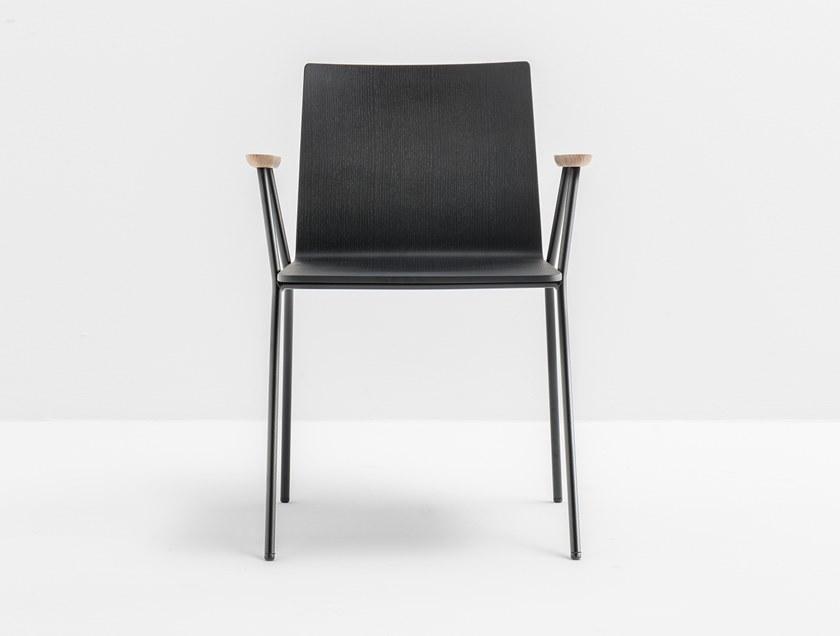 Pedrali Стул из стали и дерева с подлокотниками Osaka metal 5712 - Вид №1