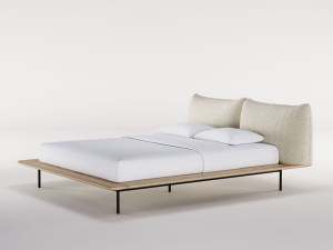 Дубовая двуспальная кровать с мягким изголовьем